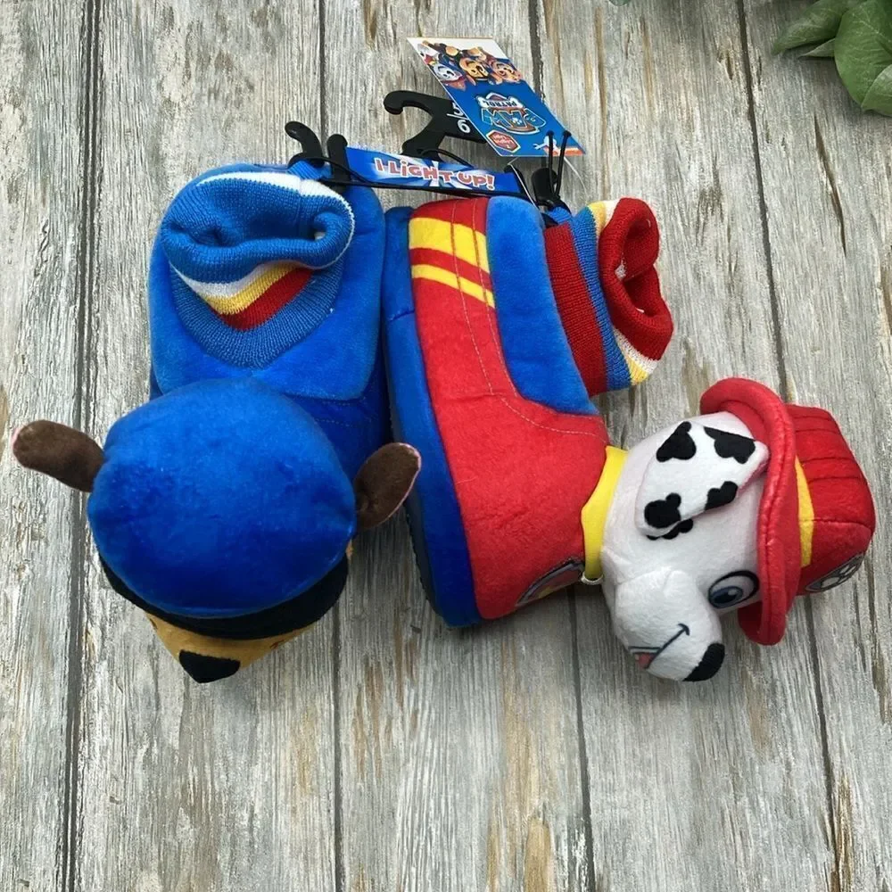 Baby Toddler Paw Patrol Light Up Comfy Slippers Shoes Sizes 5/6